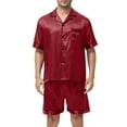 thumbnail image 1 of Besolor Mens Silk Satin Pajamas Casual Short Sleeve Button down Shirts and Shorts Loungewear Set Summer Sleepwear Pjs, 1 of 7