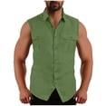 thumbnail image 1 of Besolor Mens Sleeveless Button down Shirts Casual Collared Summer Cotton Linen Tank Tops Beach Vacation Tees, 1 of 4