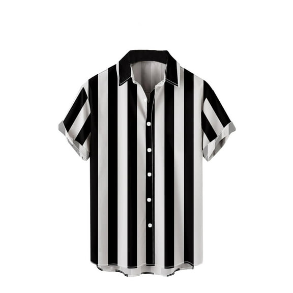 Besolor Mens Summer Button down Shirts Stripe Collared Short Sleeve Tops Big and Tall Beach Vacation Shirts