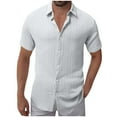 thumbnail image 1 of Besolor Mens Summer Textured Shirts Collared Short Sleeve Casual Button Down Shirt Beach Vacation Tops S-XXL, 1 of 7
