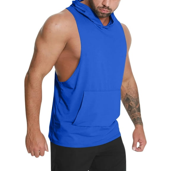 Besolor Mens Workout Hooded Tank Tops Casual Sleeveless Muscle Cut off Shirts Summer Athletic Fitness Gym Hoodies