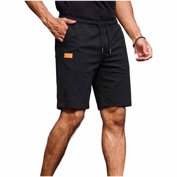 Besolor Mens Workout Shorts Elastic Waist Drawstring Wide Leg Casual Loose Athletic Running Short Pants with Pockets(X-Large,Black)