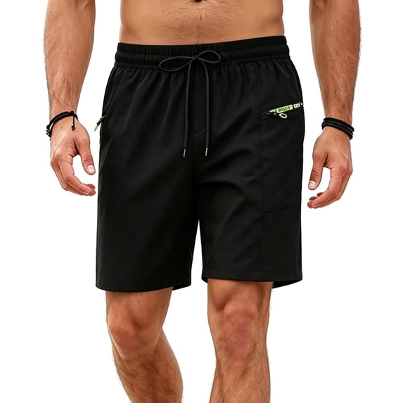 Besolor Mens Workout Shorts Straight Leg Elastic Wisted Drawstring Casual Lightweight Athletic Running Shorts with Pockets(3X-Large,Black)