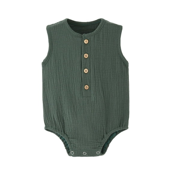 Besolor Newborn Baby Boys Girls One Piece Romper Bodysuit Toddler Sleeveless Button down Jumpsuit Summer Clothes