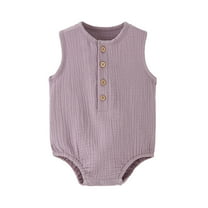 Besolor Newborn Baby Boys Girls One Piece Romper Bodysuit Toddler Sleeveless Button down Jumpsuit Summer Clothes