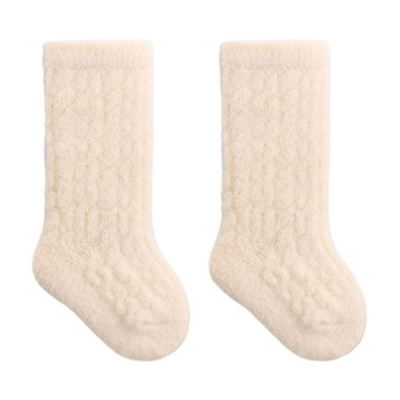 Besolor Newborn Baby Fuzzy Knee High Socks Toddler Kids Cozy Soft Warm Plush Home Sleeping Slipper Socks