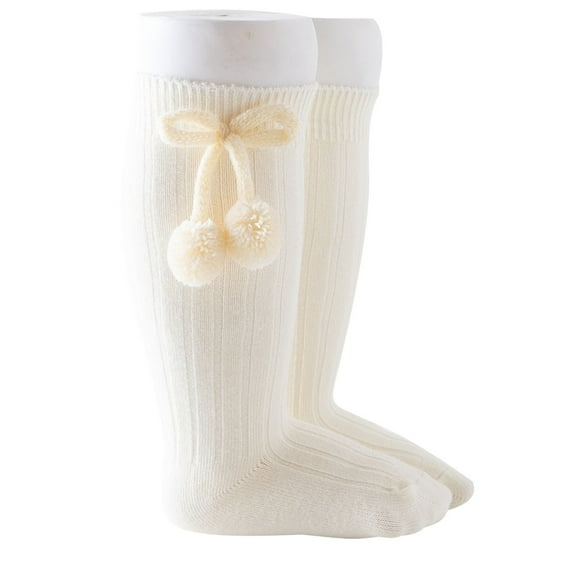 Besolor Newborn Baby Knee High Socks with Pompom Casual Warm Long Stockings Infant Toddler Cotton Christmas Socks
