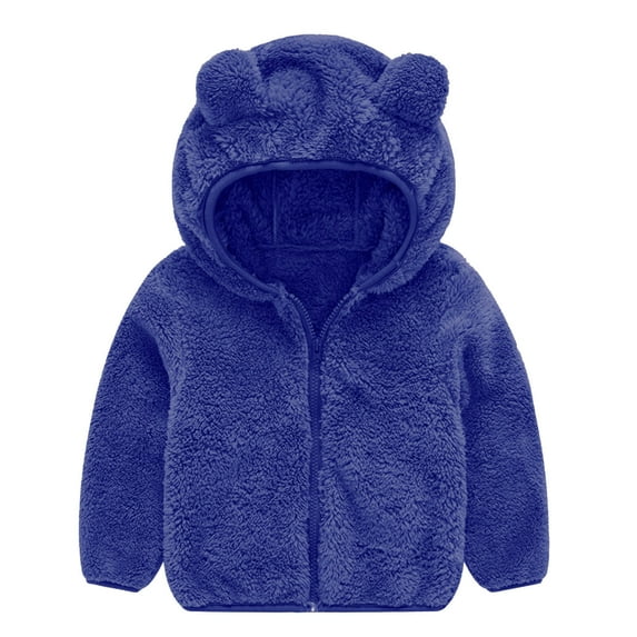 Besolor Newborn Girls Boys Fuzzy Winter Coats with Ear Toddler Cute Warm Fleece Hooded Jackets Baby Clothes