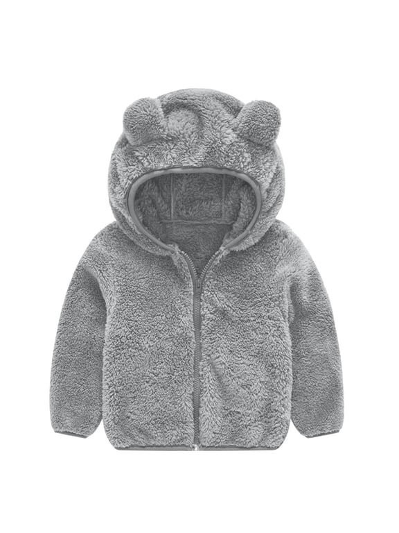 Newborn Girls Boys Fuzzy Winter Coats with Ear Toddler Cute Warm Fleece Hooded Jackets Baby Clothes