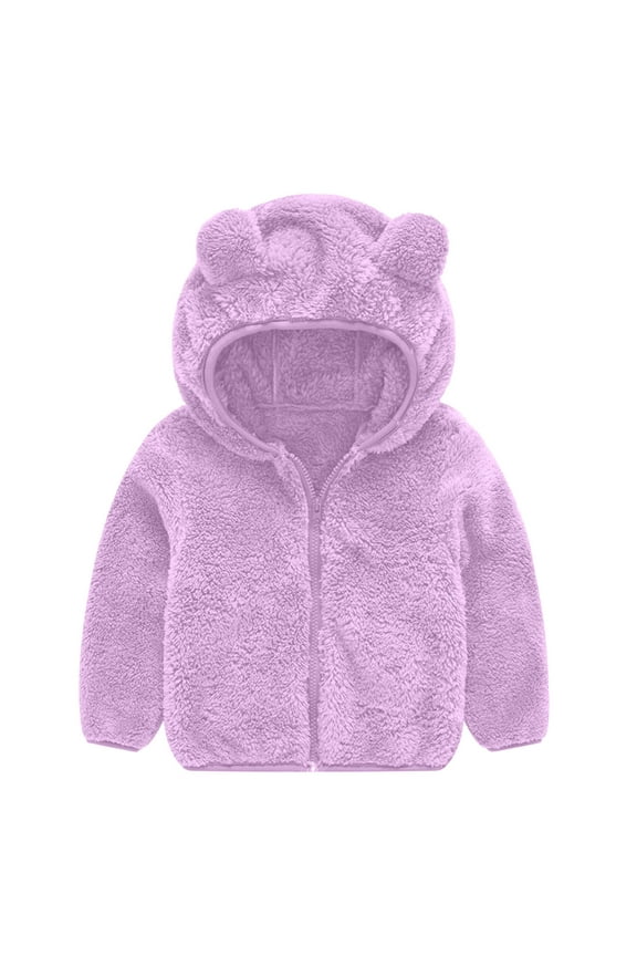 Newborn Girls Boys Fuzzy Winter Coats with Ear Toddler Cute Warm Fleece Hooded Jackets Baby Clothes