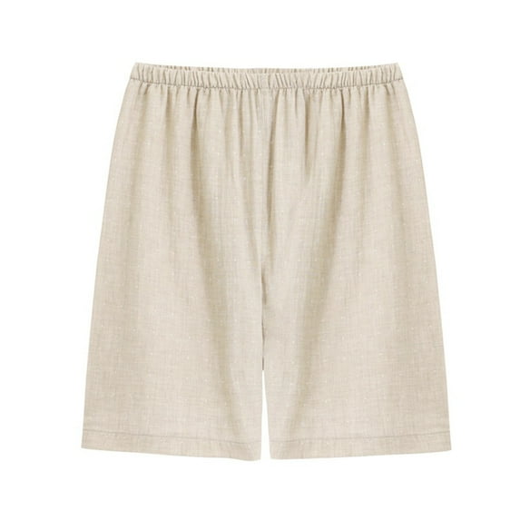 Besolor Pajama Shorts for Women Casual Breathable Elastic Waist Wide Leg Cotton Linen Shorts Loungewear Homewear