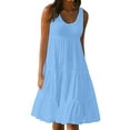 thumbnail image 1 of Besolor Plus Size Dresses for Women Crewneck Sleeveless Sundresses Summer Casual Loose Ruffle Hem A-Line Vacation Dress, 1 of 7