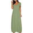 thumbnail image 1 of Besolor Plus Size Maxi Dress for Women Round Neck Short Sleeve Casual Loose Flowy Beach Summer Long Dresses, 1 of 5
