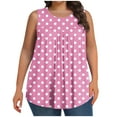 thumbnail image 1 of Besolor Plus Size Tank Tops for Women Polka Dots Crewneck Sleeveless Shirts Pleated Casual Loose Summer Blouse Tees, 1 of 6