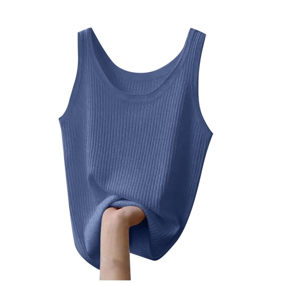 Besolor Plus Size Tank Tops for Women Summer Ribbed Knit Crewneck Sleeveless Tanks Casual Loose Comfy Loungewear Camis Basic Top