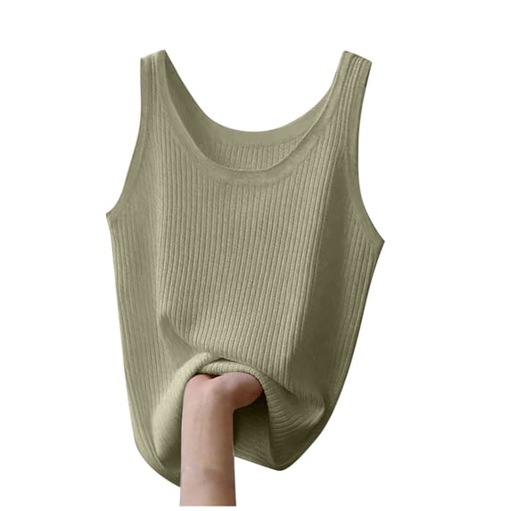Besolor Plus Size Tank Tops for Women Summer Ribbed Knit Crewneck Sleeveless Tanks Casual Loose Comfy Loungewear Camis Basic Top