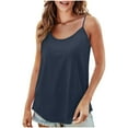 thumbnail image 1 of Besolor Womens Summer Cami Tops Round Neck Spaghetti Strap Camisole Casual Loose Solid Color Basic Blouse Tees, 1 of 7