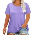 thumbnail image 1 of Besolor Plus Size Tops for Women Crew Neck Short Sleeve Basic T Shirts Casual Loose Solid Color Dressy Blouse, 1 of 3