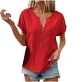 thumbnail image 1 of Besolor Plus Size Tops for Women Summer V Neck Button Short Sleeve Shirts Casual Loose Dressy Blouses Tee, 1 of 6