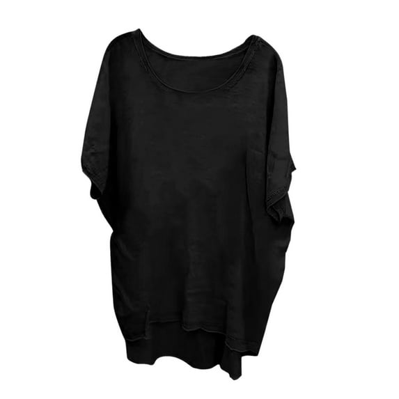 Besolor Plus Size Tops for Women Trendy Summer Loose Asymmetrical T Shirts Short Sleeve Crewneck Blouses