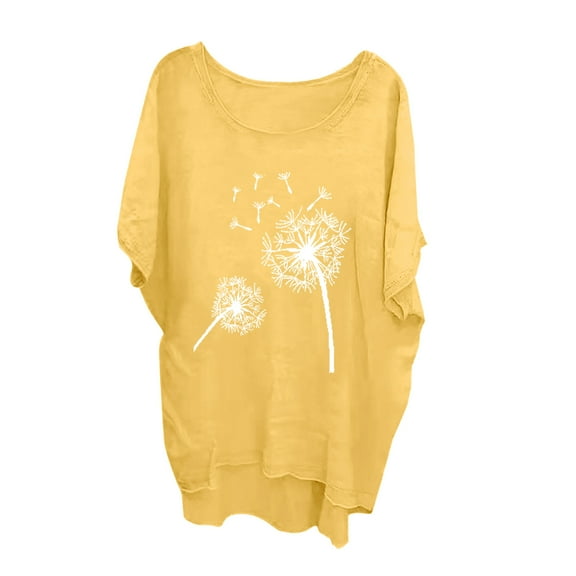 Besolor Plus Size Tops for Women Trendy Summer Loose Asymmetrical T Shirts Short Sleeve Crewneck Blouses