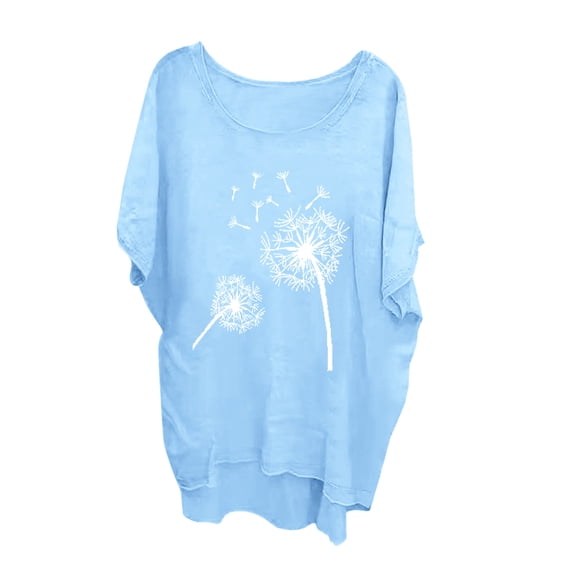 Besolor Plus Size Tops for Women Trendy Summer Loose Asymmetrical T Shirts Short Sleeve Crewneck Blouses