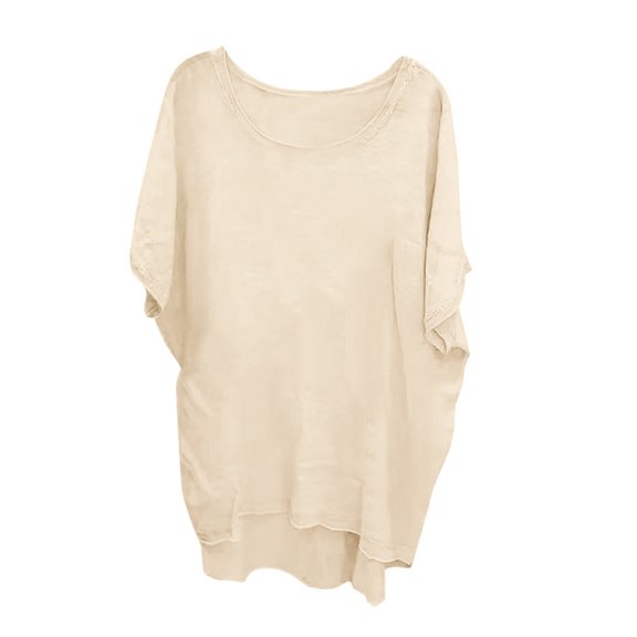 Besolor Plus Size Tops for Women Trendy Summer Loose Asymmetrical T Shirts Short Sleeve Crewneck Blouses