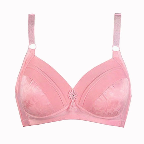 Besolor Push up Bras for Women No Underwire Seamless T Shirts Bra Full Coverage V Neck Support Lift up Bra Pink
