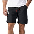 thumbnail image 1 of Besolor Running Shorts for Men Drawstring Elastic Waisted Lightweight Quick Dry Workout Athletic Beach Shorts with Multi Pockets(Large,Black), 1 of 7