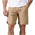 thumbnail image 1 of Besolor Running Shorts for Men Drawstring Elastic Waisted Lightweight Quick Dry Workout Athletic Beach Shorts with Multi Pockets(XX-Large,Khaki), 1 of 7