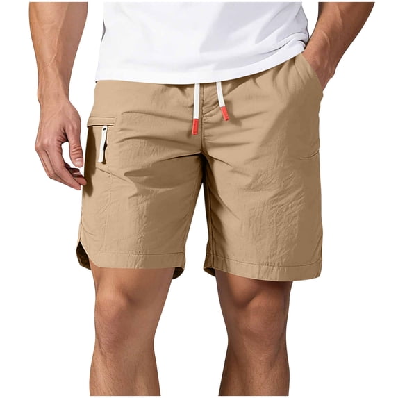 Besolor Running Shorts for Men Drawstring Elastic Waisted Lightweight Quick Dry Workout Athletic Beach Shorts with Multi Pockets(XX-Large,Khaki)