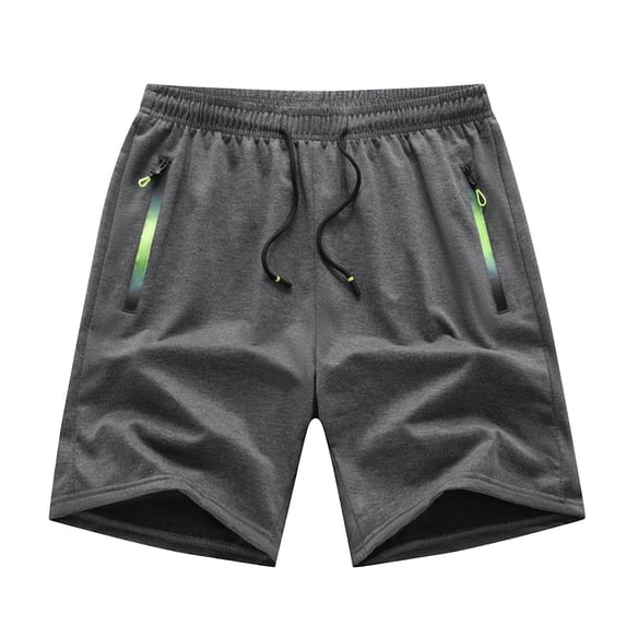 Besolor Running Shorts for Men Summer Casual Loose Elastic Waist Drawstring Workout Athletic Shorts with Zipper Pocket(Medium,Dark Gray)
