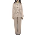 thumbnail image 1 of Besolor Silk Satin Pajamas for Women Long Sleeve Silk Pjs for Women Set Two-Piece Button-Down Sleepwear Loungewear, 1 of 3