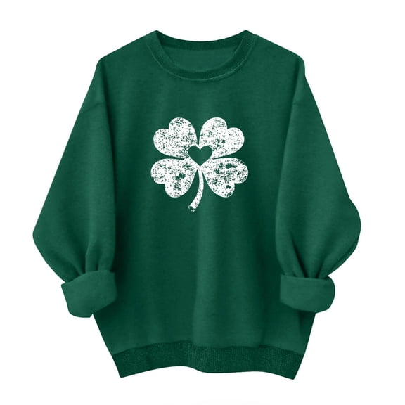 Besolor St. Patrick's Day Sweatshirt for Women Shamrock Crewneck Long Sleeve Casual Pullover Graphic Holiday Tops