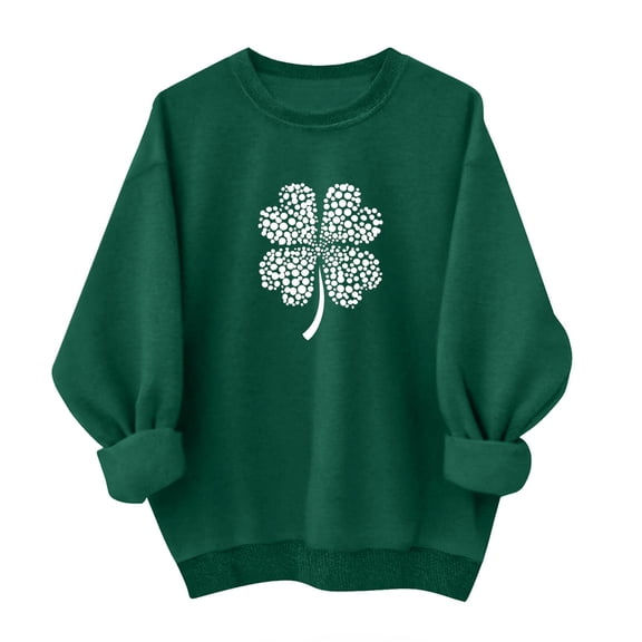 Besolor St. Patrick's Day Sweatshirt for Women Shamrock Crewneck Long Sleeve Casual Pullover Graphic Holiday Tops