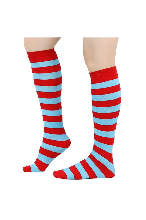 Striped Knee High Socks for Women Men Casual Outdoor Sport Colorful Fall Winter Warm Cotton Tube Socks