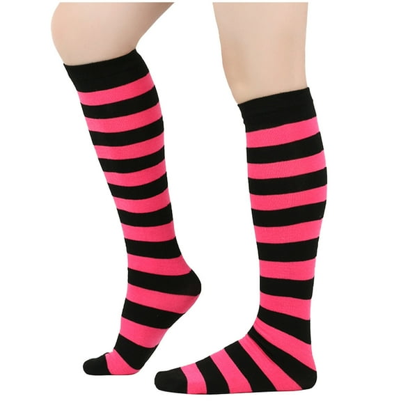 Besolor Striped Knee High Socks for Women Men Casual Outdoor Sport Colorful Fall Winter Warm Cotton Tube Socks