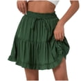 thumbnail image 1 of Besolor Summer Mini Skirt for Women Drawstring Elastic Waist Ruffle Pleated A-Line Flowy Beach Short Skirts, 1 of 9