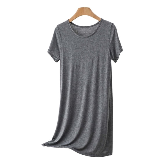Besolor Summer Nightgowns for Women Crewneck Short Sleeve Sleepshirts Lightweight Casual Loose Pajama Dresses