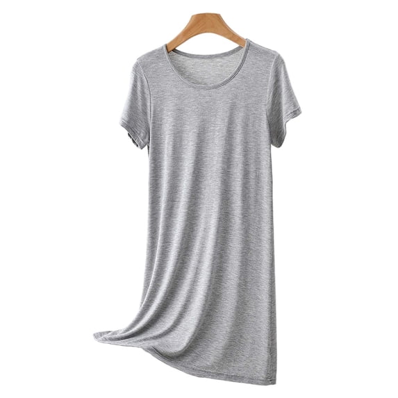 Besolor Summer Nightgowns for Women Crewneck Short Sleeve Sleepshirts Lightweight Casual Loose Pajama Dresses