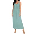 thumbnail image 1 of Besolor Summer Pajama Dresses for Women Crewneck Short Sleeve Sleepshirts Side Drawstring Casual Loose Sleepwear Dress with Pockets, 1 of 6