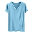 thumbnail image 1 of Besolor Summer Pajama Tops for Women V Neck Short Sleeve Shirts Lightweight Loose Casual Homewear Pajamas Top, 1 of 5