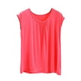 thumbnail image 1 of Besolor Summer Pajamas Tops for Women Front Pleated Crewneck Cap Sleeve Shirts Casual Loose Lightweight Comfy Sleepwear Shirt, 1 of 6