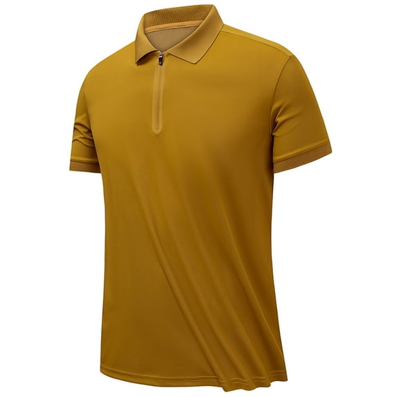 Besolor Summer Shirts for Men Casual Quarter Zip Short Sleeve Golf Tops Casual Solid Color Plus Size Tees
