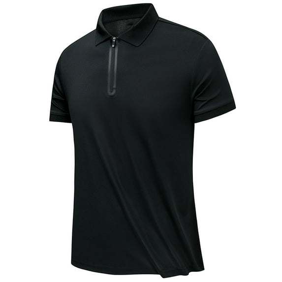 Besolor Summer Shirts for Men Casual Quarter Zip Short Sleeve Golf Tops Casual Solid Color Plus Size Tees