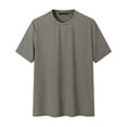 thumbnail image 1 of Besolor Summer Shirts for Men Ribbed Round Neck Short Sleeve Basic Tee Casual Comfy Solid Color Workout Tops, 1 of 5