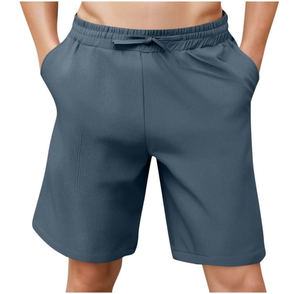 Besolor Summer Shorts for Men Elastic Waist Drawstring Casual Solid Color Lightweight Beach Loungewear Shorts with Pockets