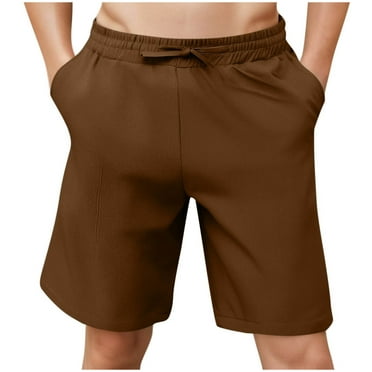 Besolor Summer Shorts for Men Elastic Waist Drawstring Casual Solid Color Lightweight Beach Lounge Shorts with Pockets