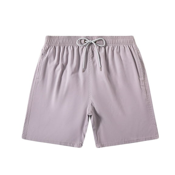 Besolor Summer Shorts for Men Solid Color Drawstring Elastic Waist Casual Beach Vacation Loungewear Shorts with Pockets