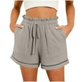 thumbnail image 1 of Besolor Summer Shorts for Women Elastic Waist Drawstring Casual Loose Comfy Beach Shorts with Pockets, 1 of 9